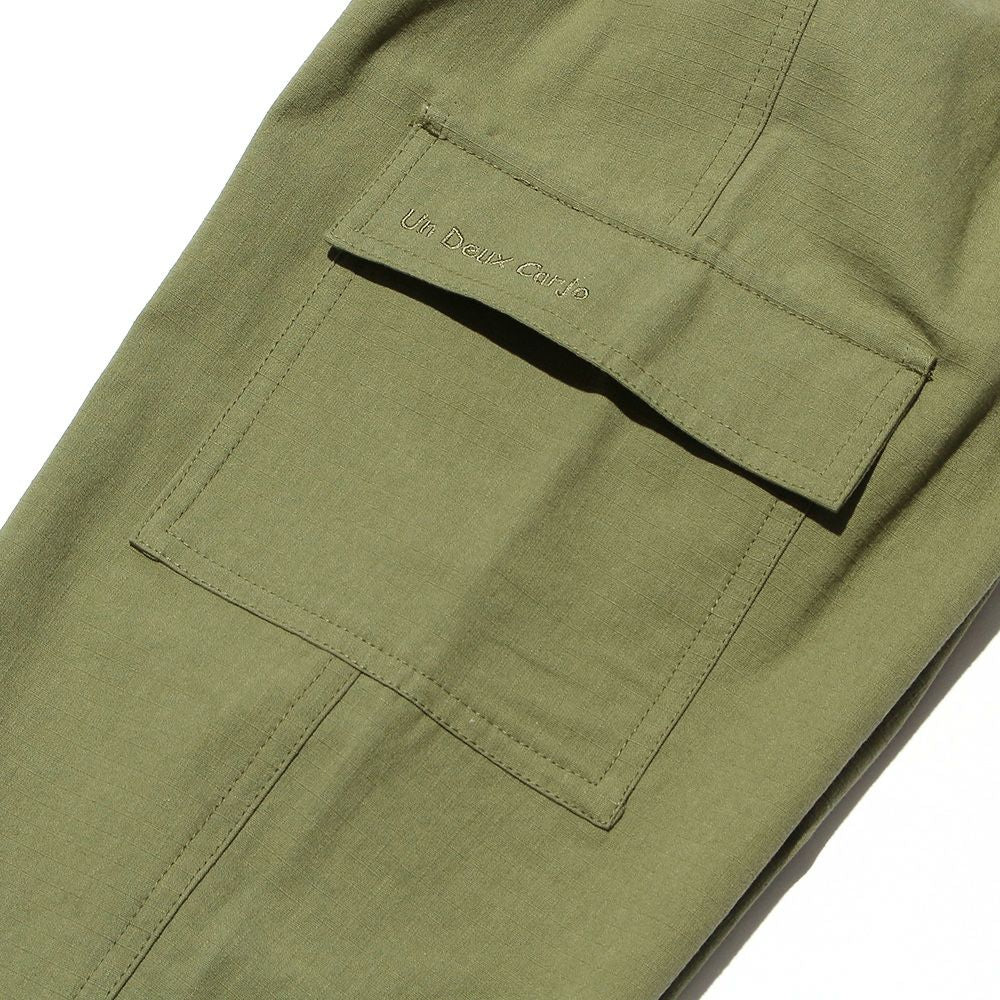 100 % cotton three-quarter length cargo pants Khaki Design point 1
