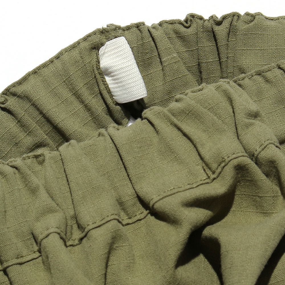 100 % cotton three-quarter length cargo pants Khaki Design point 2