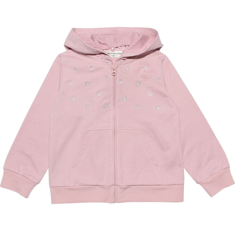 Children's clothing girl hood removable zip -up hoodie pink (02) front
