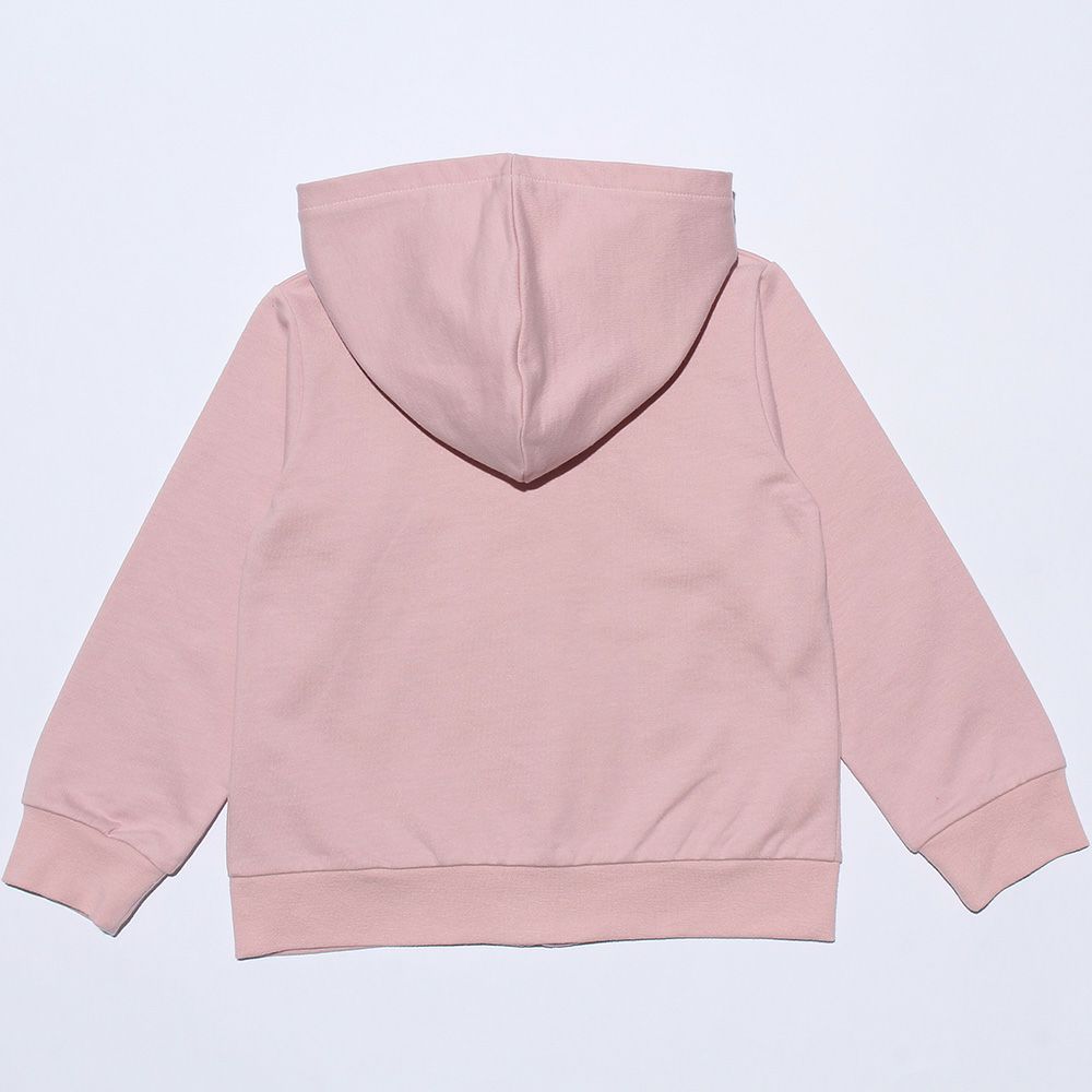 Children's clothing girl hood removable zip -up hoodie pink (02) back