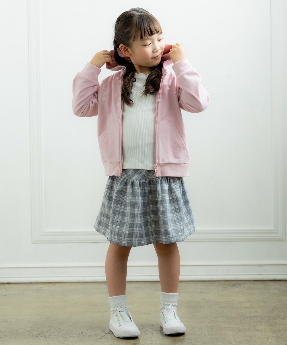 Children's clothing Girl Food Removable Zip Up Parker Pink (02) Model Image 2