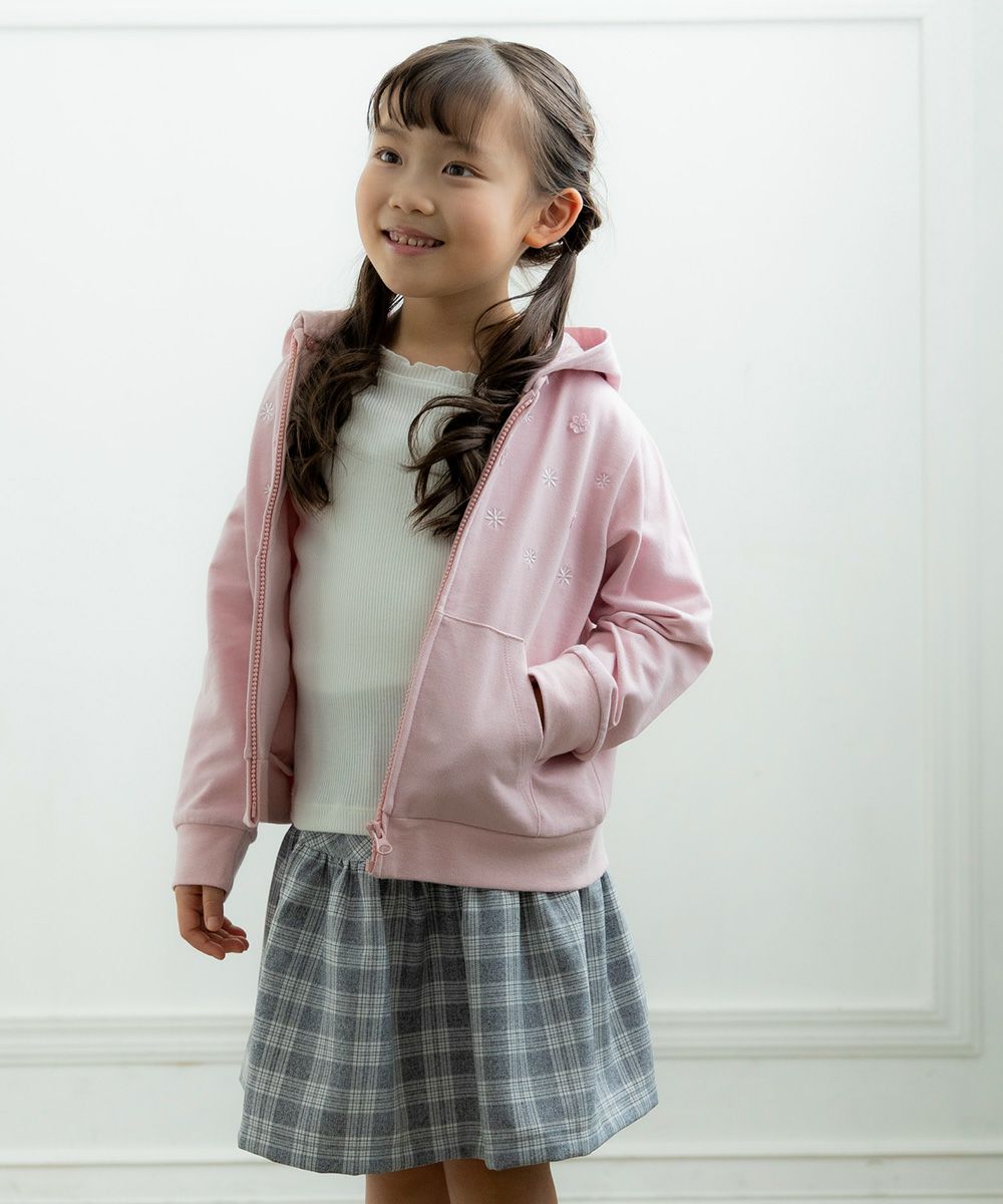 Children's clothing girl hood removal zip up hoodie pink (02) model image 3