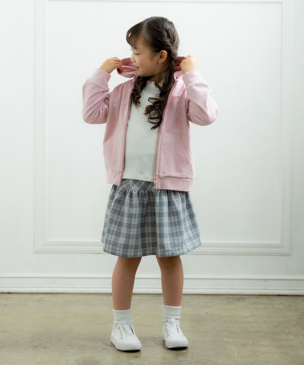 Children's clothing girl hood removal zip -up hoodie pink (02) model image 4