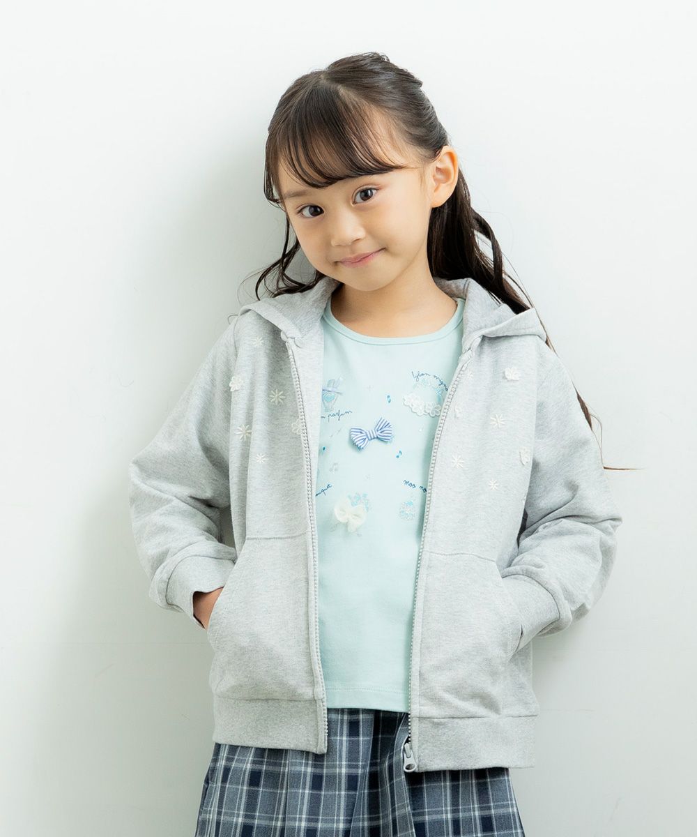 Children's clothing girl hood removable zip -up hoodie heather gray (92) model image up