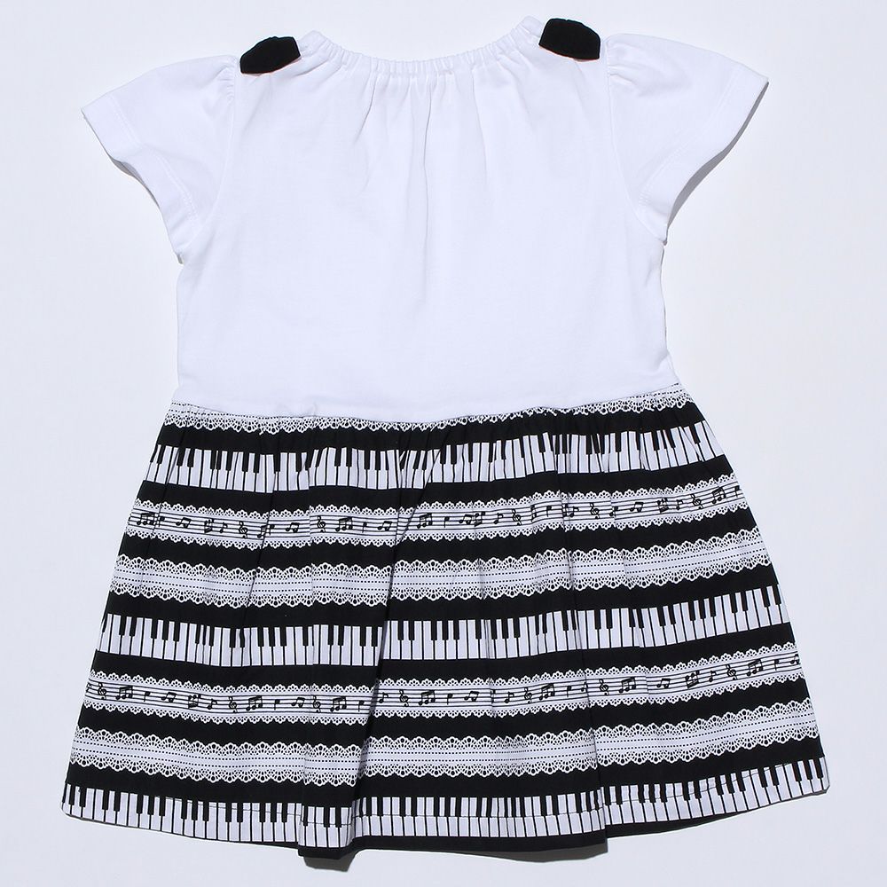 Baby size 100% cotton piano print dress Black back