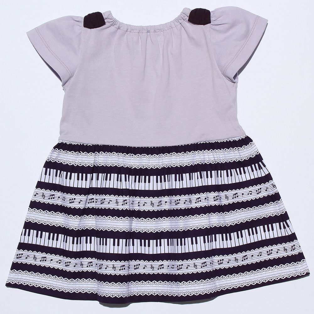 Baby size 100% cotton piano print dress Purple back