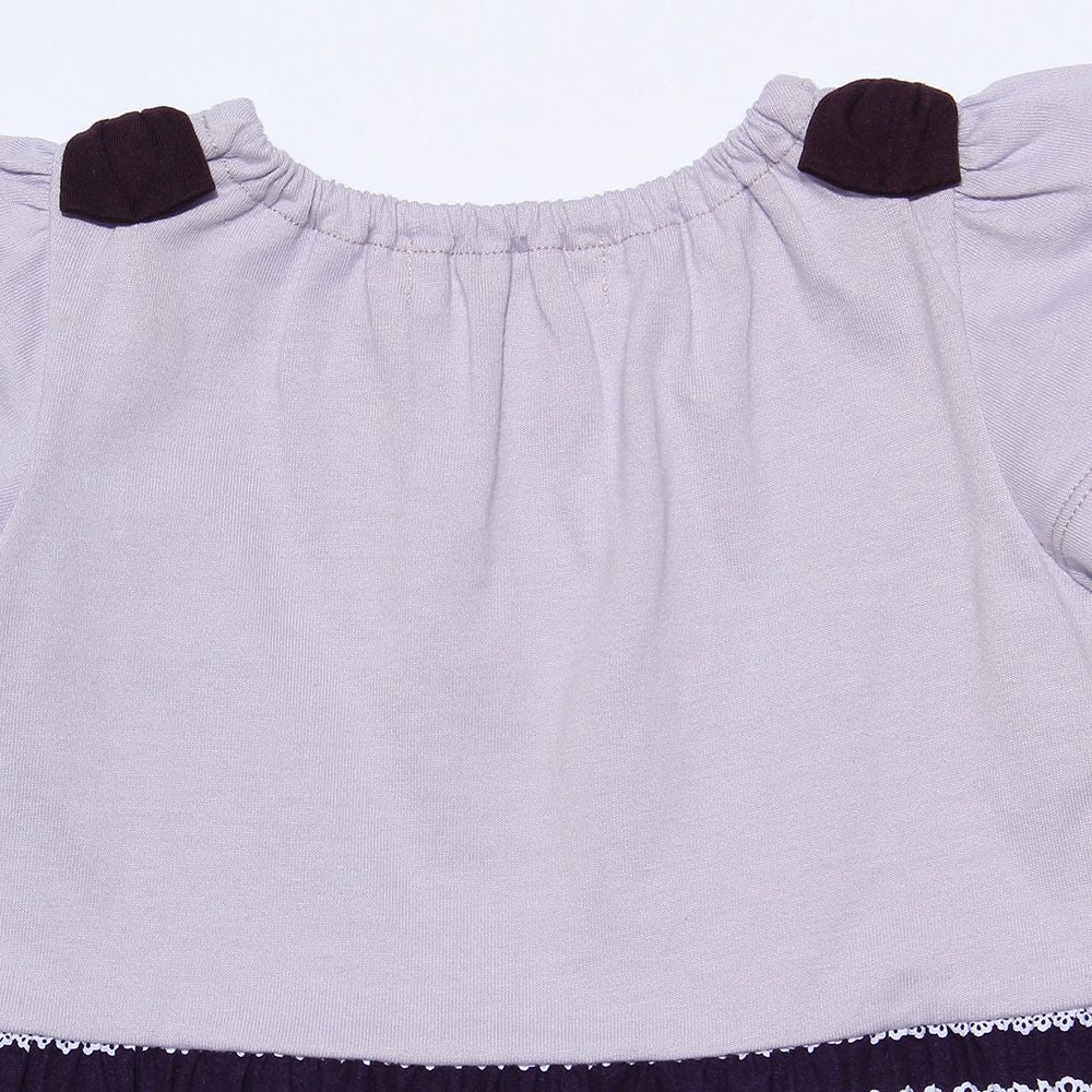 Baby size 100% cotton piano print dress Purple Design point 2