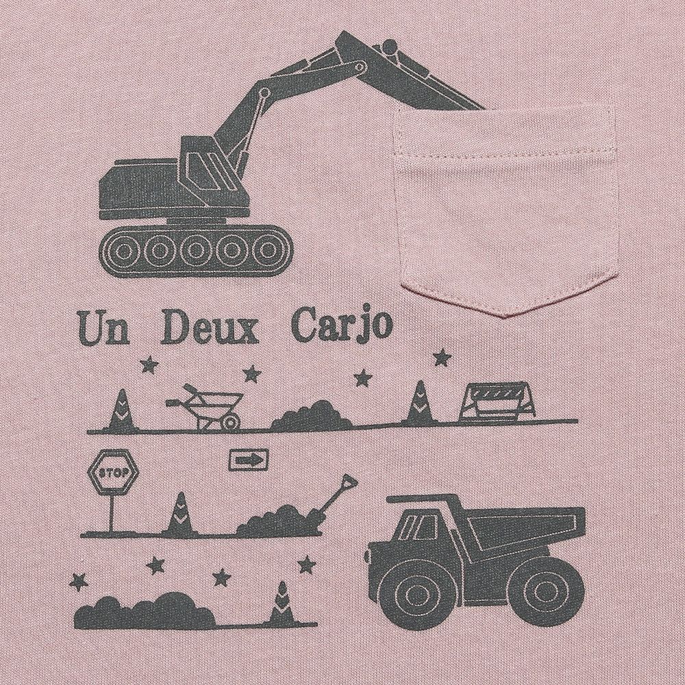 100 % cotton power shovel print T -shirt Pink Design point 1