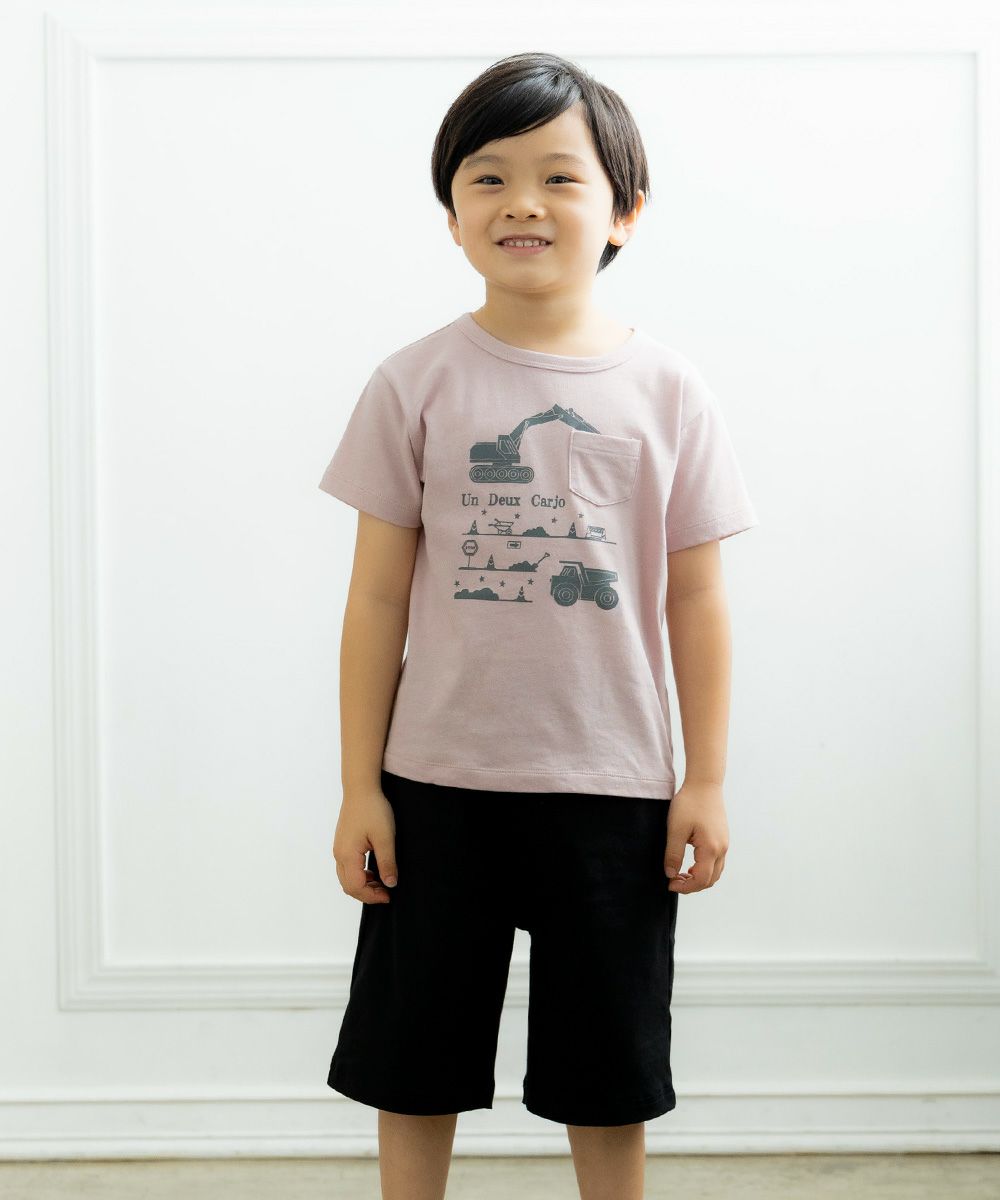 100 % cotton power shovel print T -shirt Pink model image 3