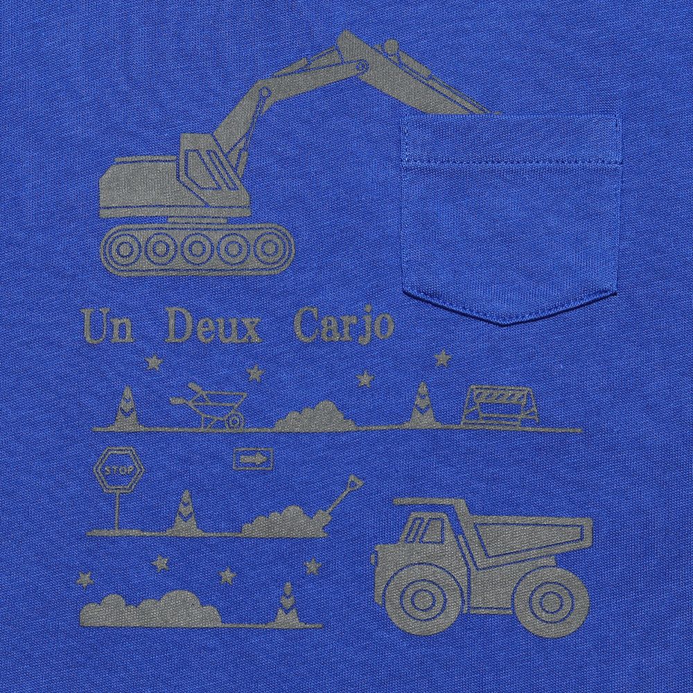 100 % cotton power shovel print T -shirt Blue Design point 1