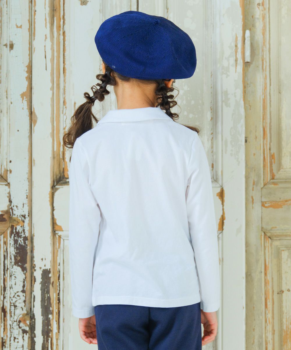 Children's clothing girl 100 % cotton Simple plain blouse white (01) Model image up