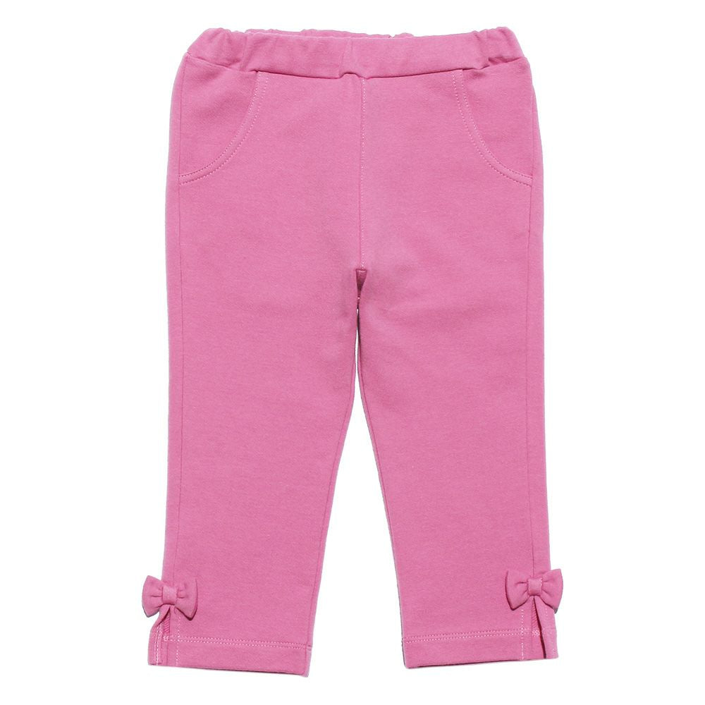Mini with ribbon three-quarter length pants Pink front