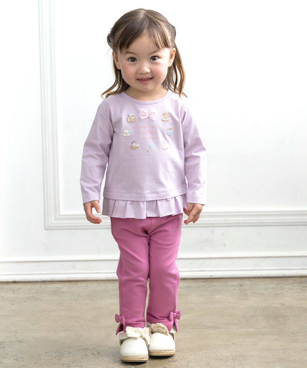 Mini with ribbon three-quarter length pants Pink model image 1
