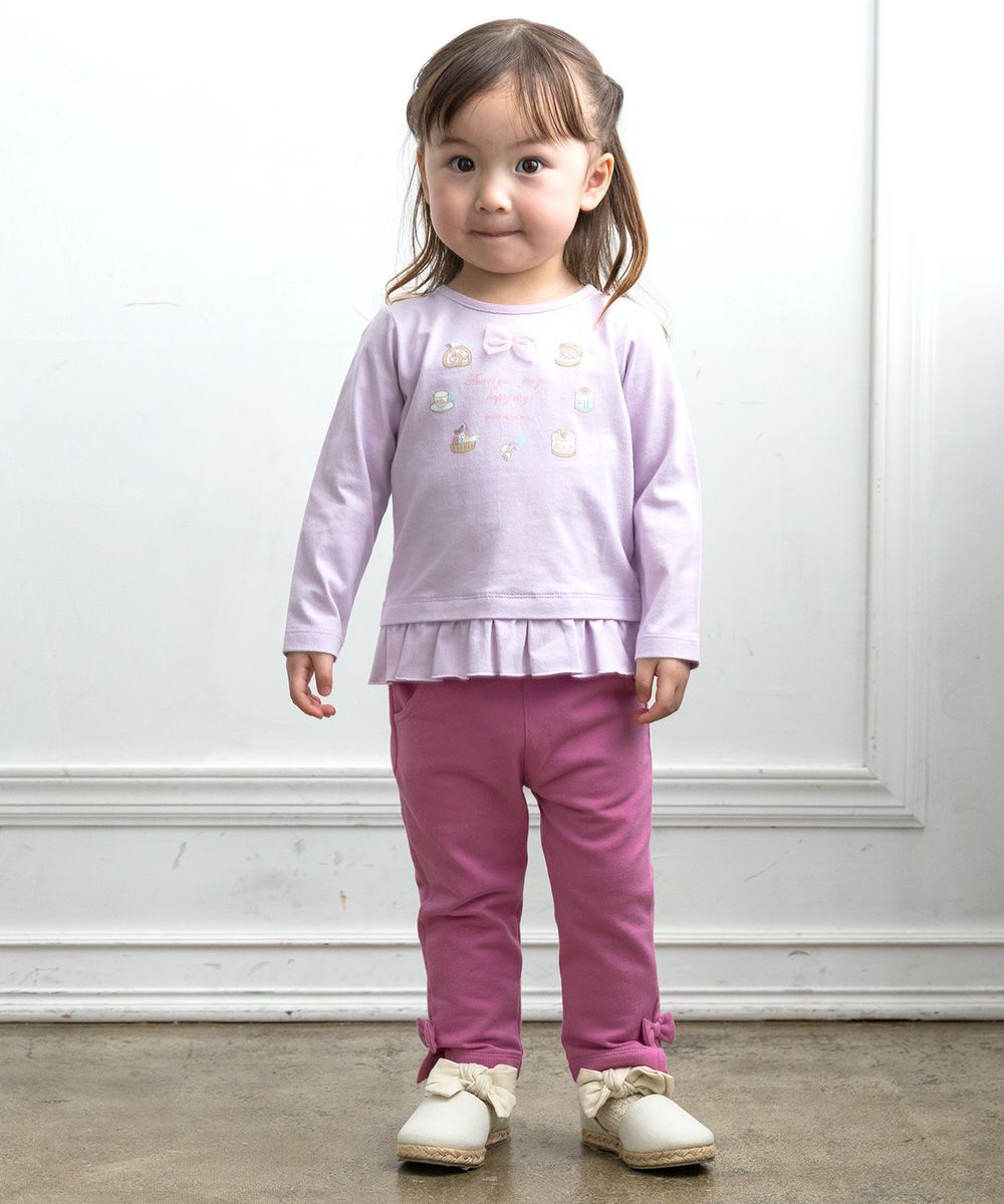 Mini with ribbon three-quarter length pants Pink model image 3