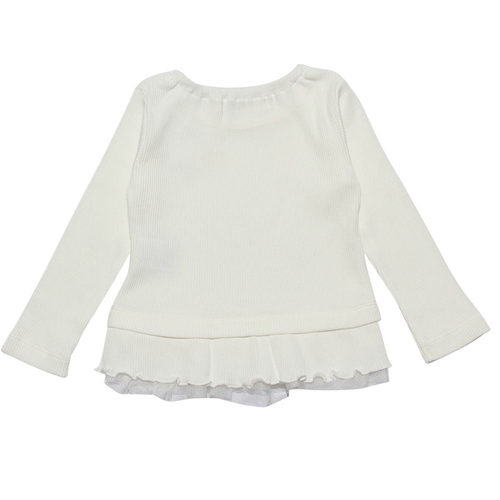 T -shirt with tulle frilled with ribbon Off White back