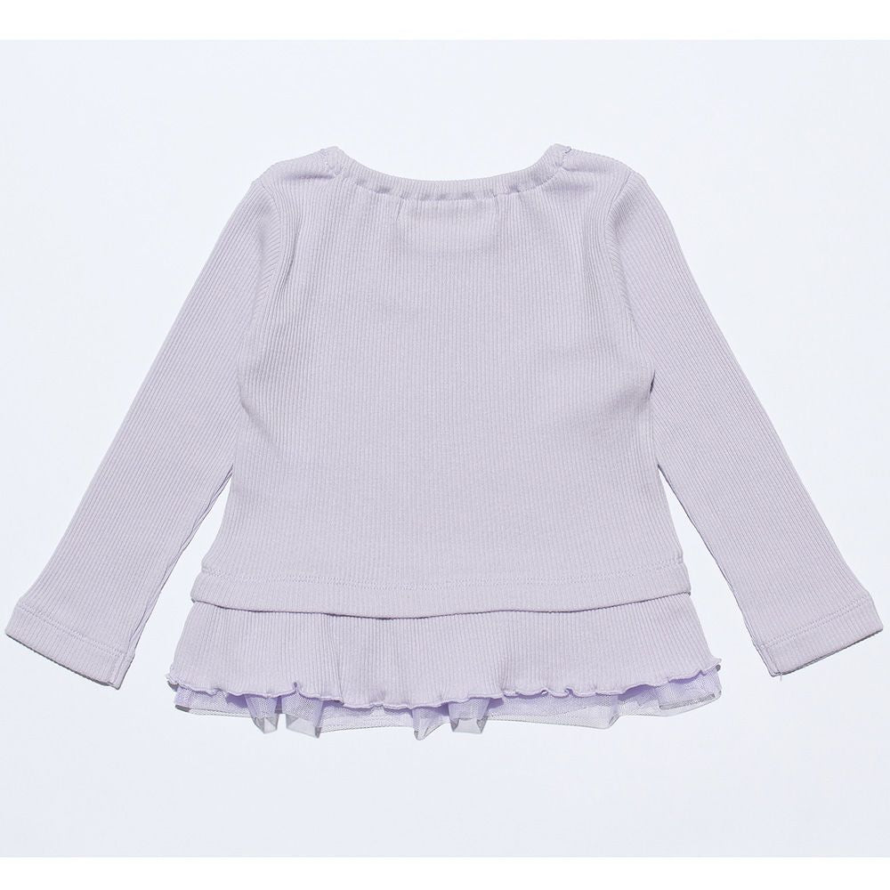 T -shirt with tulle frilled with ribbon Purple back