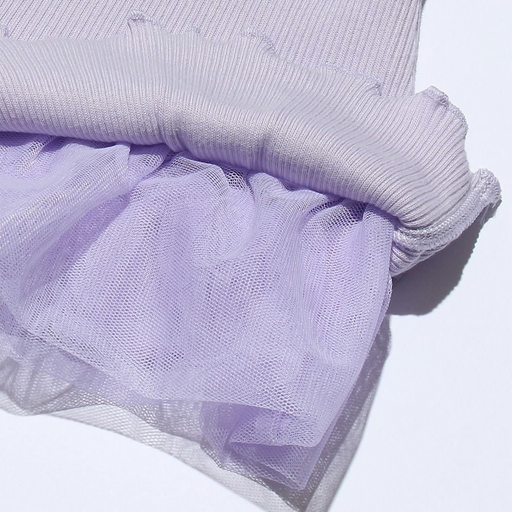 T -shirt with tulle frilled with ribbon Purple Design point 2