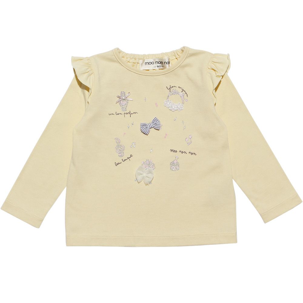 Baby Clothing Girl Baby Size 100 % Cotton Music Music Motoflam Print T -shirt Yellow (04) front