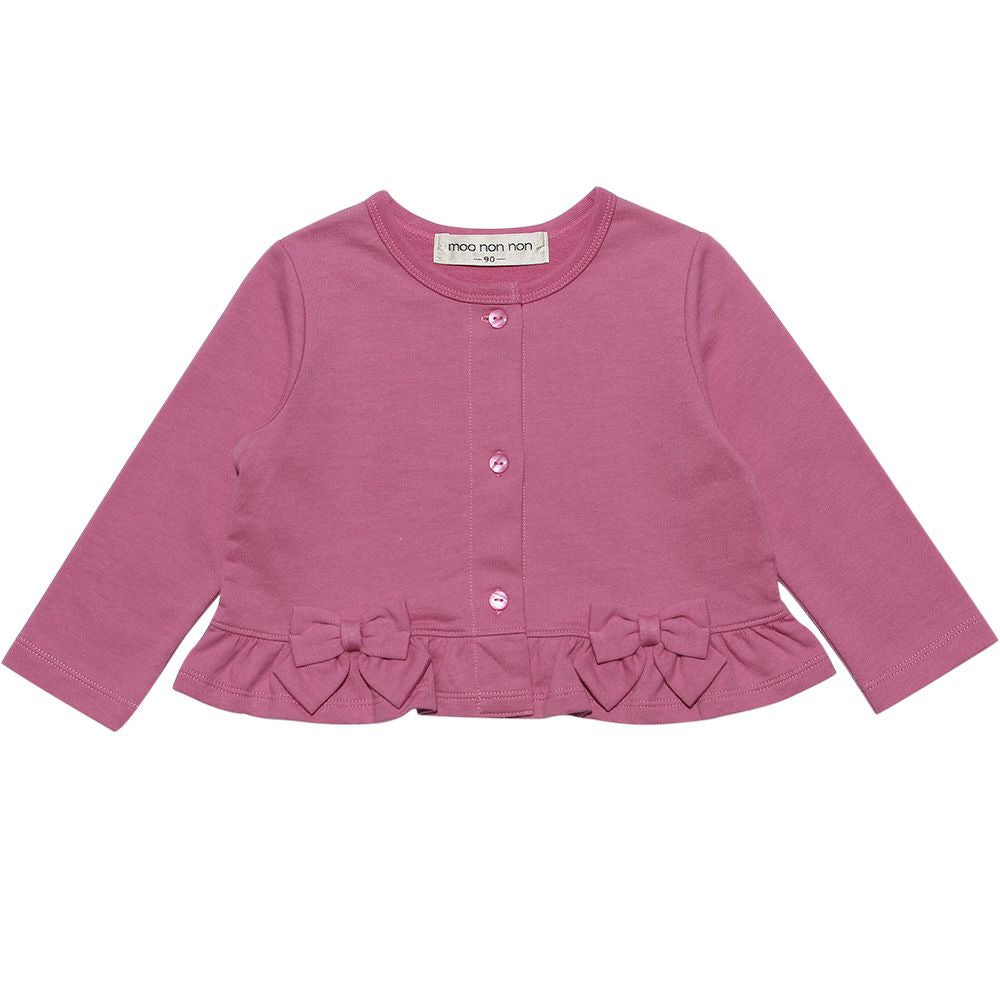 Baby Clothing Girl Baby Size Ribbon & Fluff with Mini Flying Cardigan Pink (02) Front