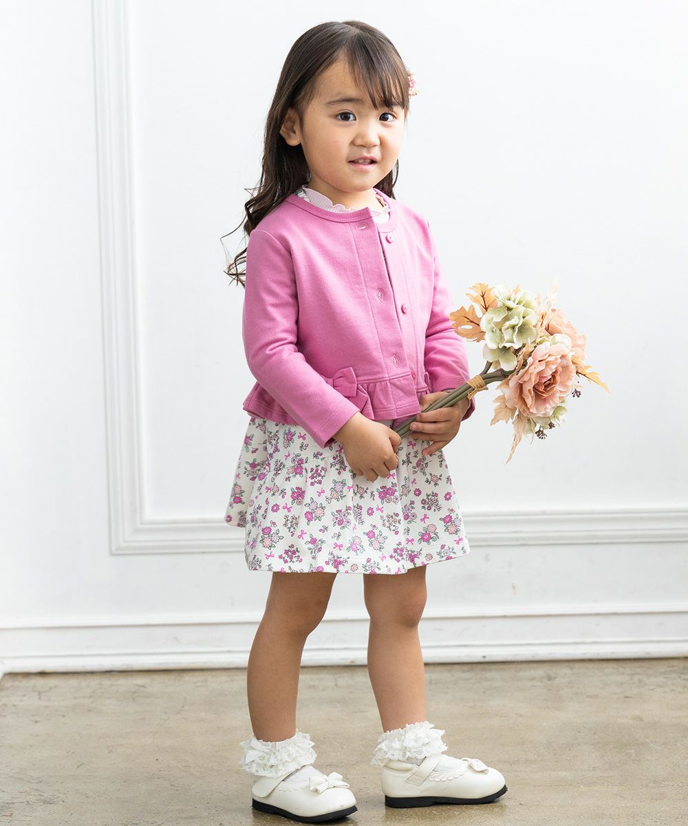 Baby Clothing Girl Baby Size Ribbon & Fluff with Mini Underground Cardigan Pink (02) Model Image 1