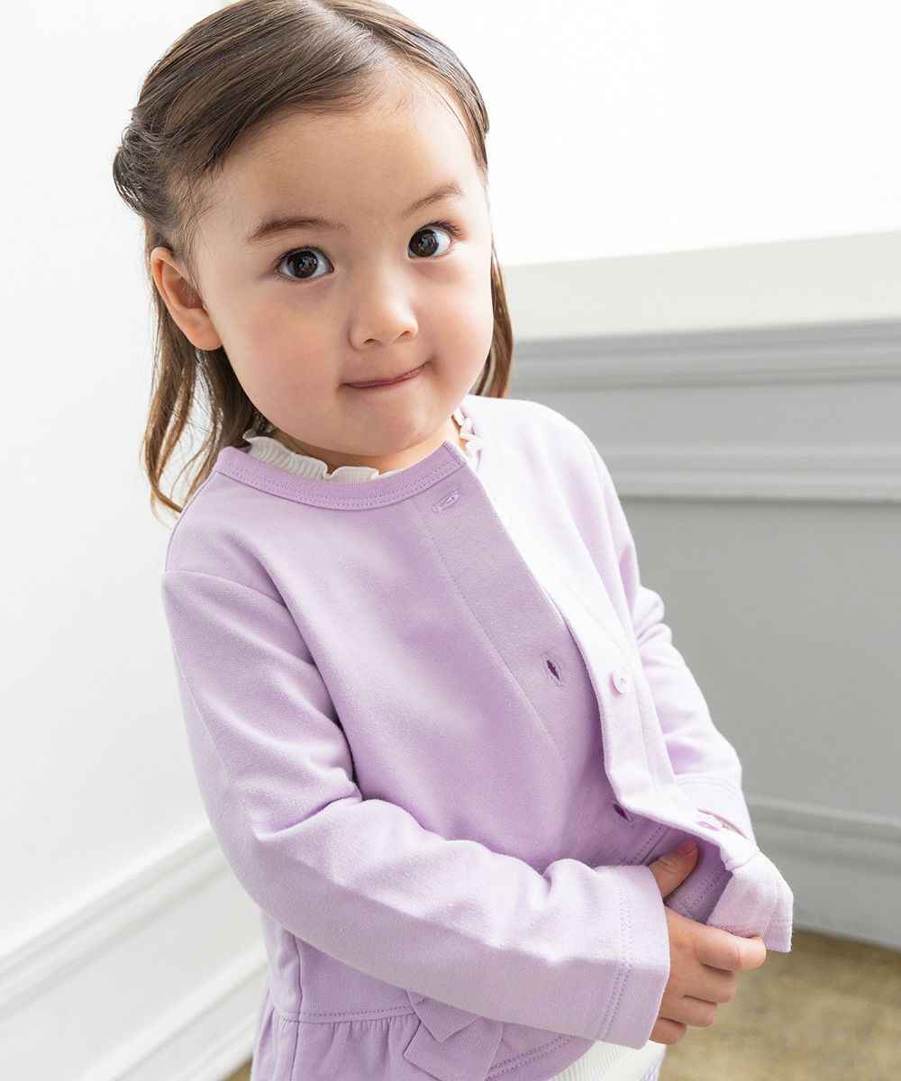 Baby Clothing Girl Baby Size Ribbon & Fluff with Mini Flying Cardigan Purple (91) Model Image 2