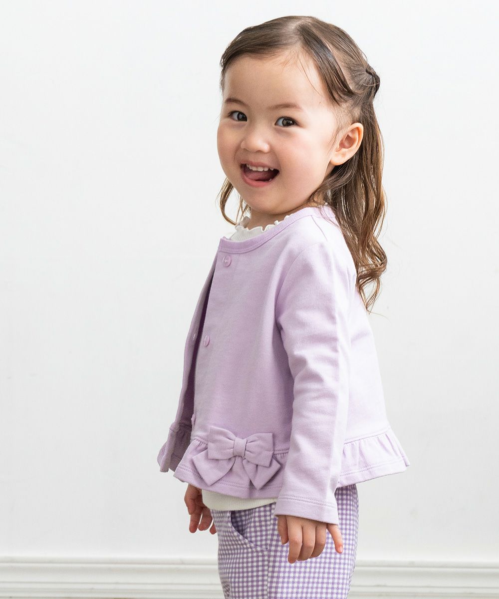 Baby Clothing Girl Baby Size Ribbon & Fluff with Mini Flying Cardigan Purple (91) Model Image 3