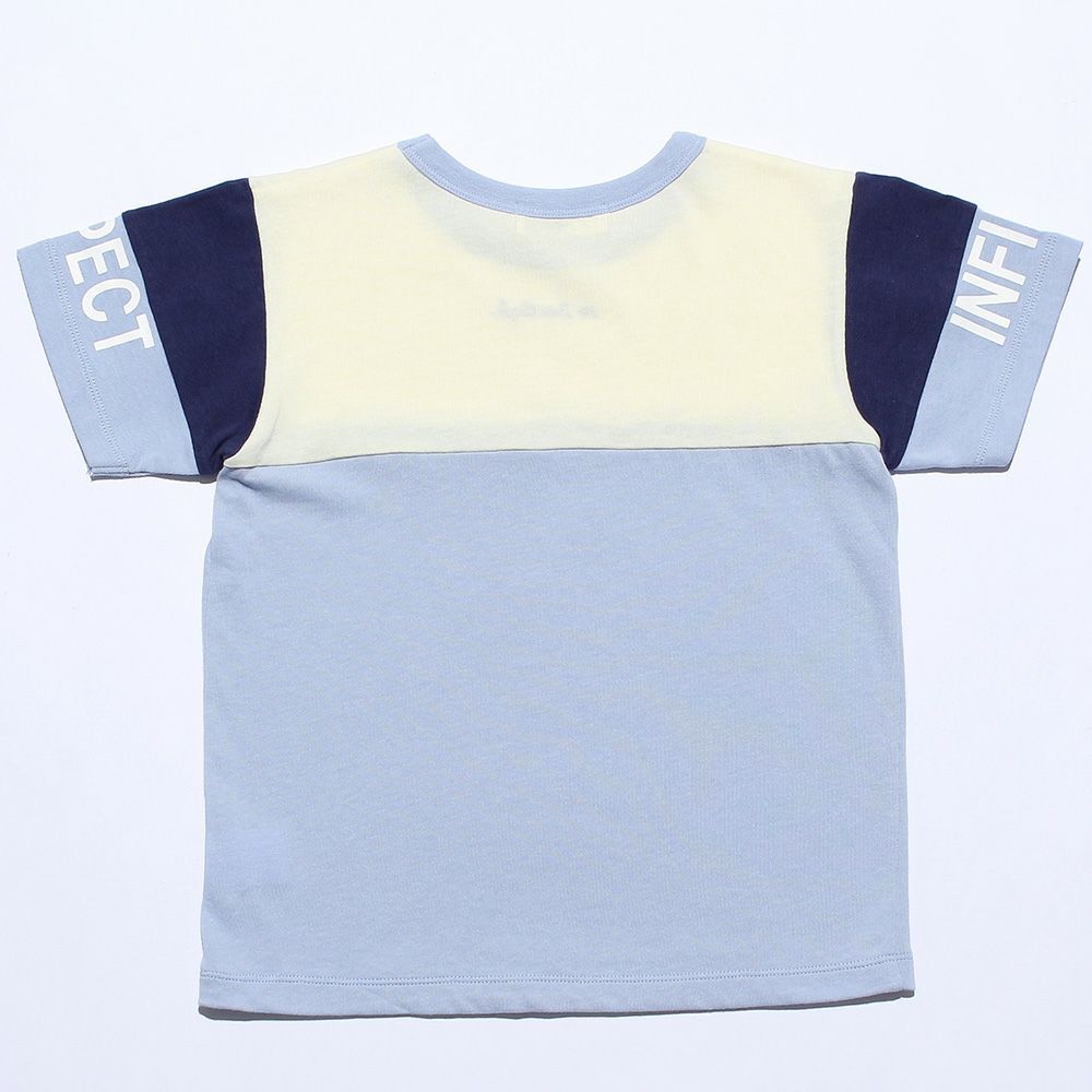 100 % cotton logo embroidery & print T -shirt Blue back