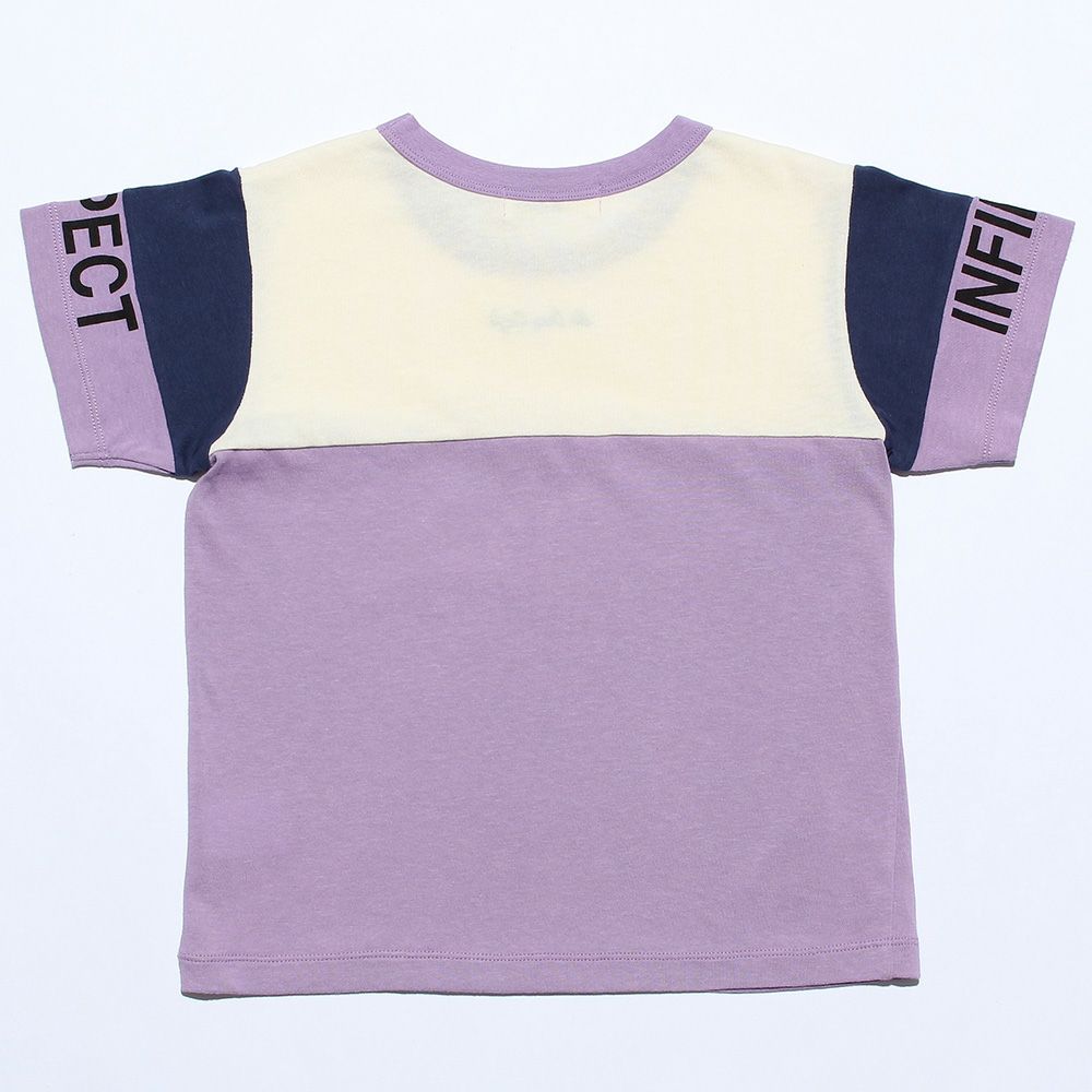 100 % cotton logo embroidery & print T -shirt Purple back