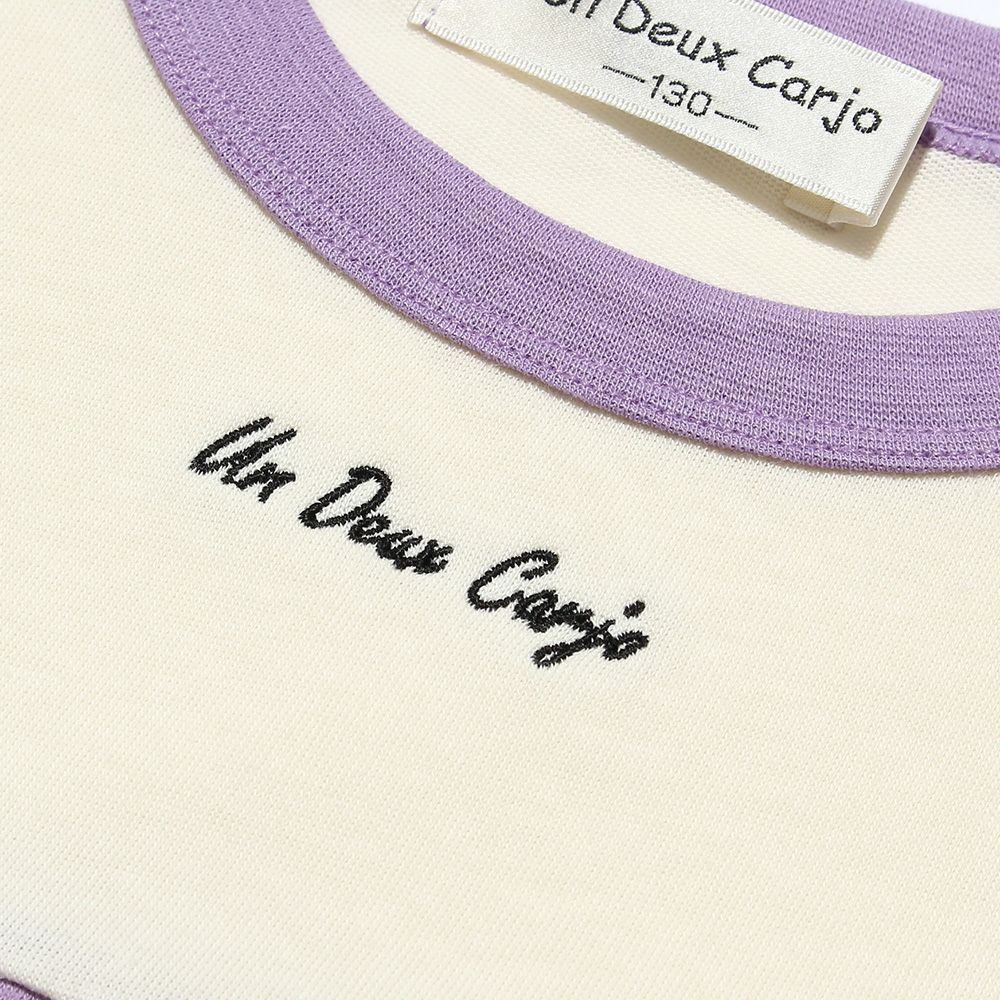 100 % cotton logo embroidery & print T -shirt Purple Design point 1