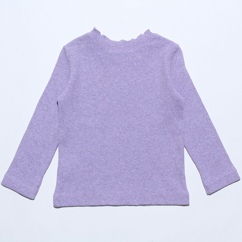 Baby size note embroidery rib fabric plain T -shirt Purple back