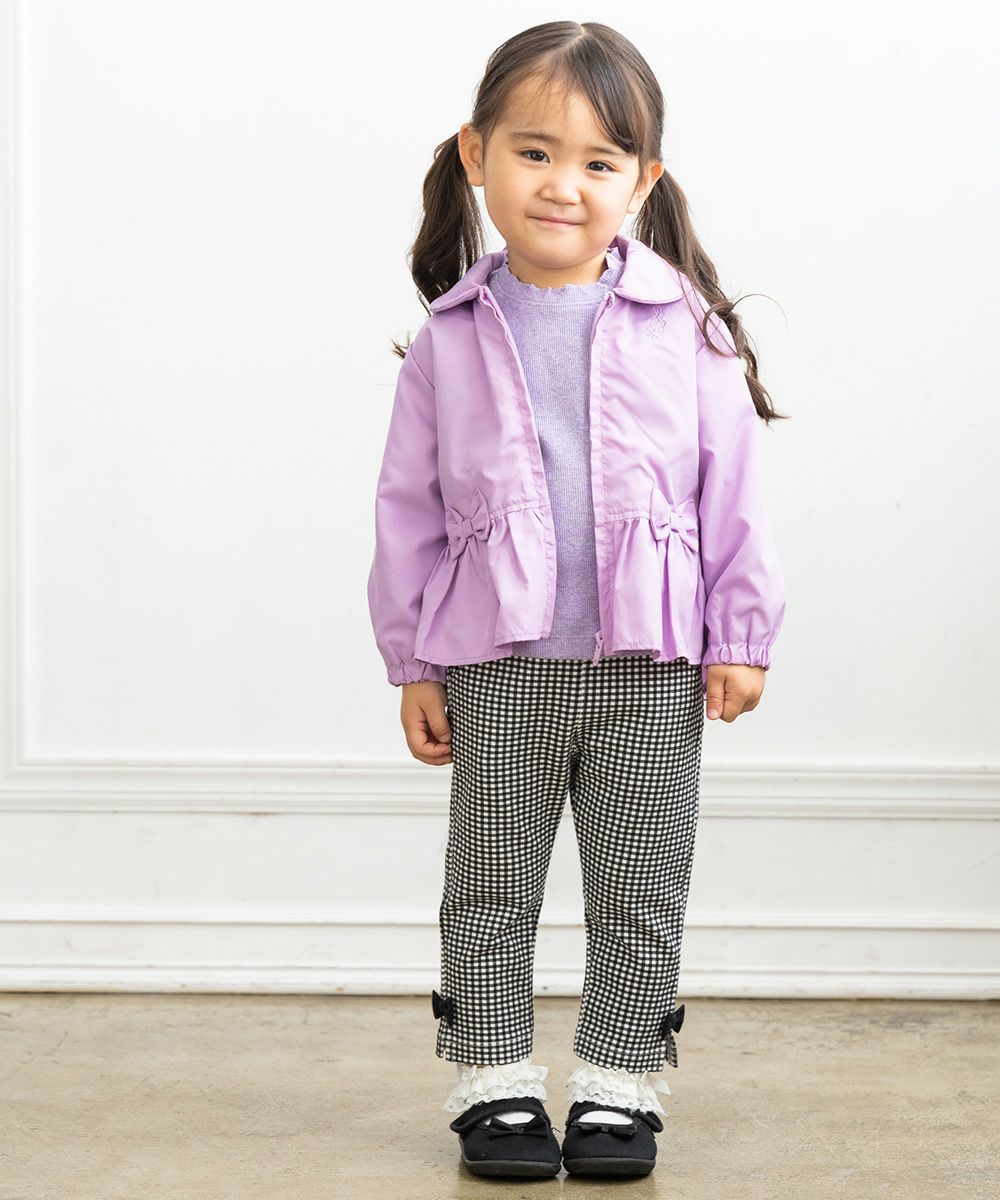 Baby size note embroidery rib fabric plain T -shirt Purple model image 3