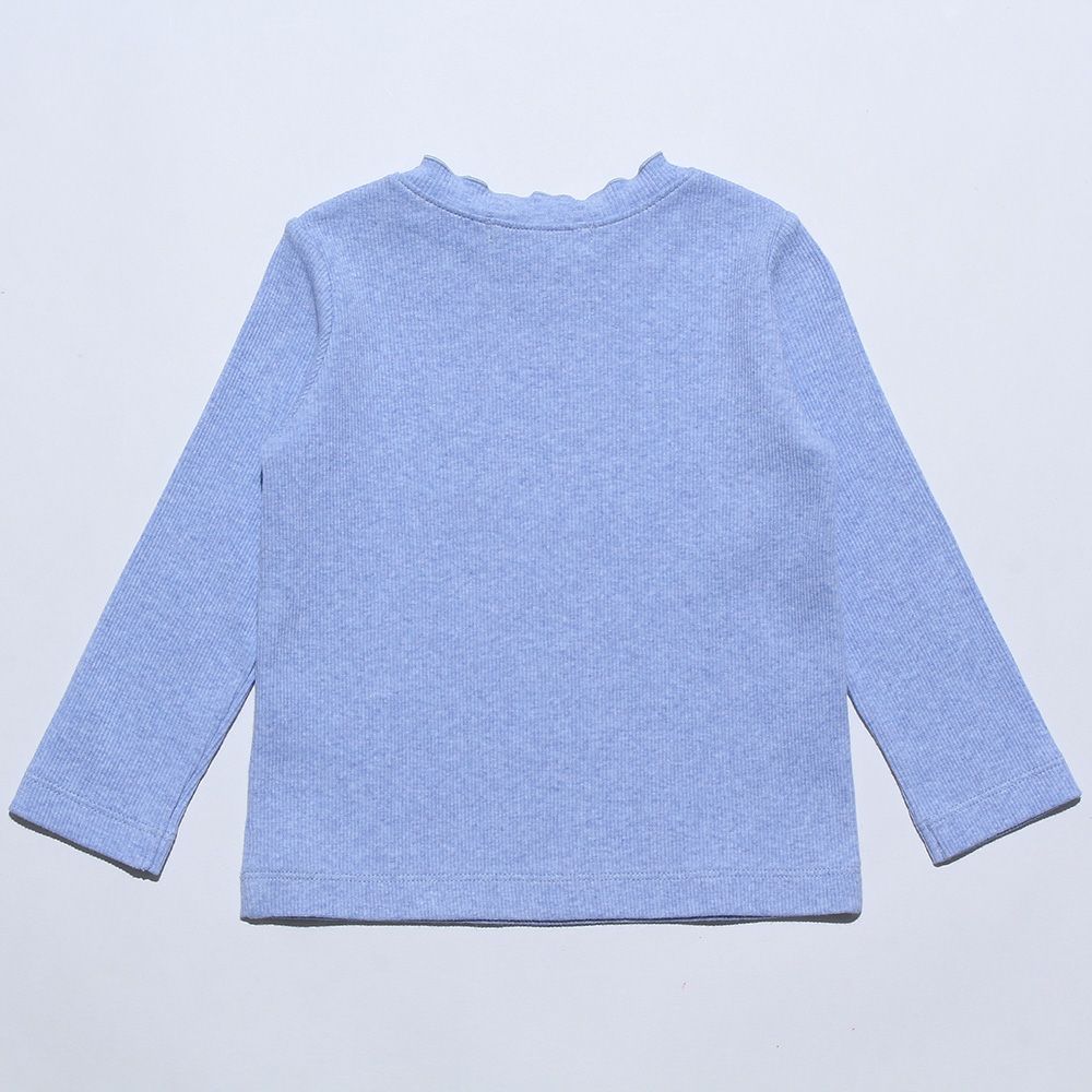 Baby size note embroidery rib fabric plain T -shirt Blue back