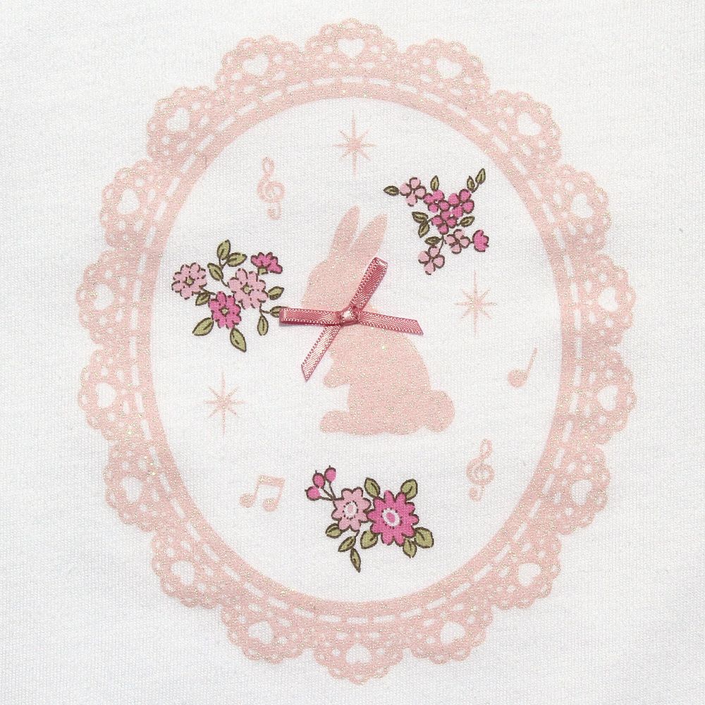 T -shirt with rabbit & lamele print ribbon Off White Design point 1