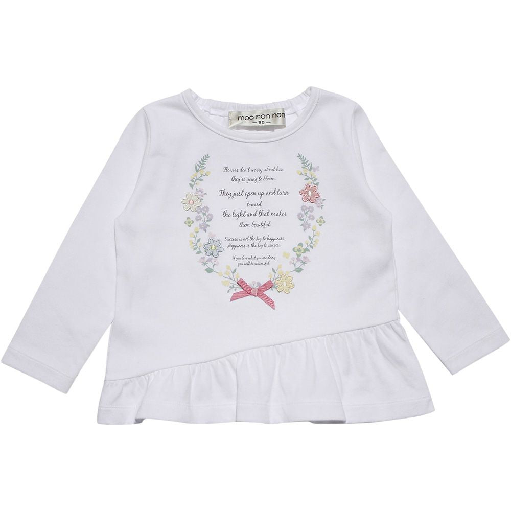 Baby Clothing Girl Baby Size 100 % Cotton Logo & Flower Print T -shirt Off White (11) Front