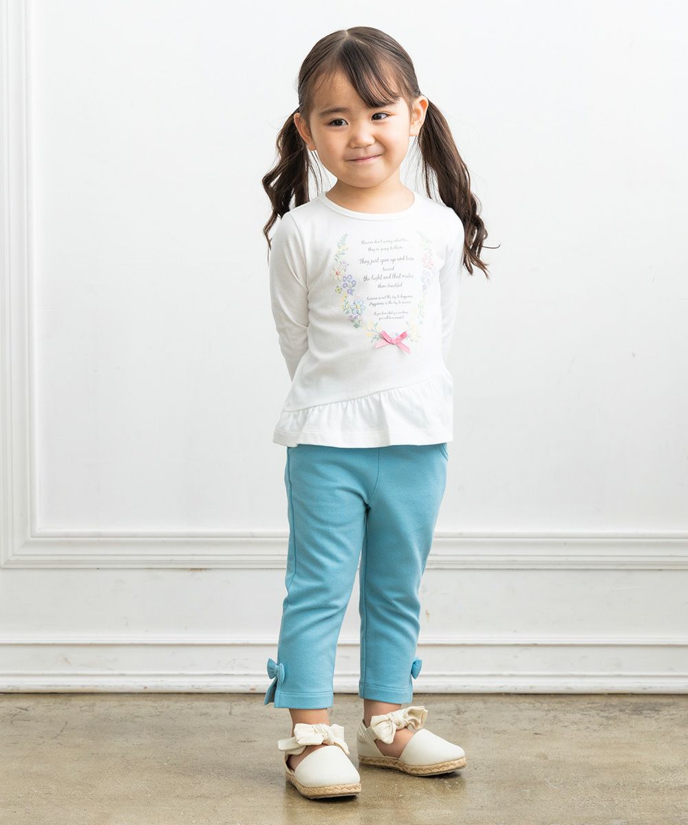 Baby Clothes Girl Baby Size 100 % Cotton Logo & Flower Print T -shirt Off White (11) Model Image