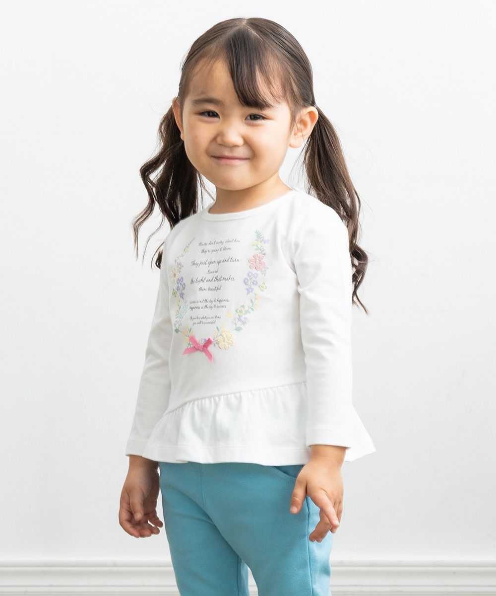 Baby Clothing Girl Baby Size 100 % Cotton Logo & Flower Print T -shirt Off White (11) Model Image 1