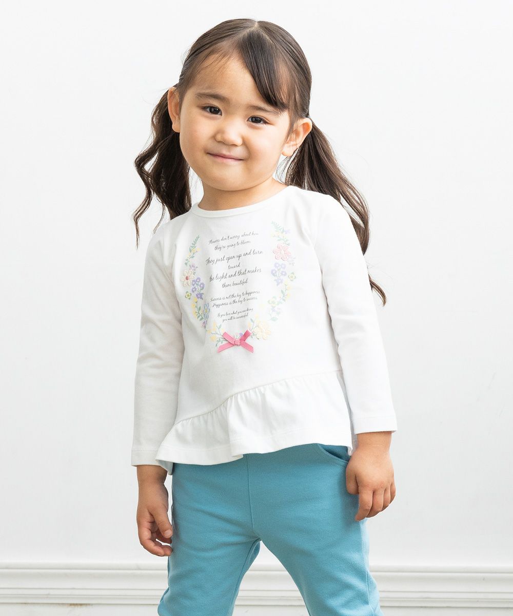 Baby Clothing Girl Baby Size 100 % Cotton Logo & Flower Print T -shirt Off White (11) Model Image 3