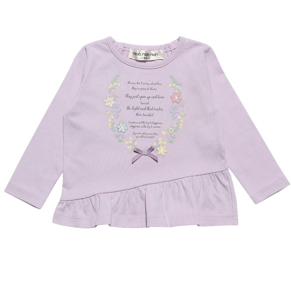 Baby clothes girl baby size 100 % cotton logo & flower print T -shirt purple (91) front