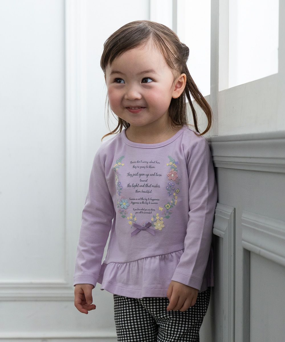 Baby Clothing Girl Baby Size 100 % Cotton Logo & Flower Print T -shirt Purple (91) Model Image 1