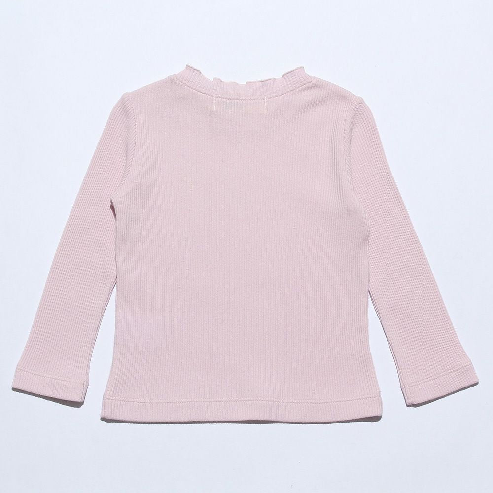 Baby size note embroidery rib T -shirt Pink back