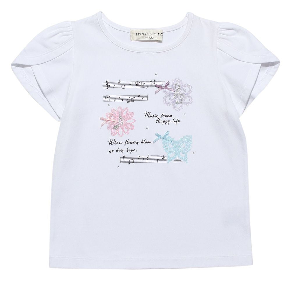 100 % cotton butterfly and flower print T-shirt Off White front