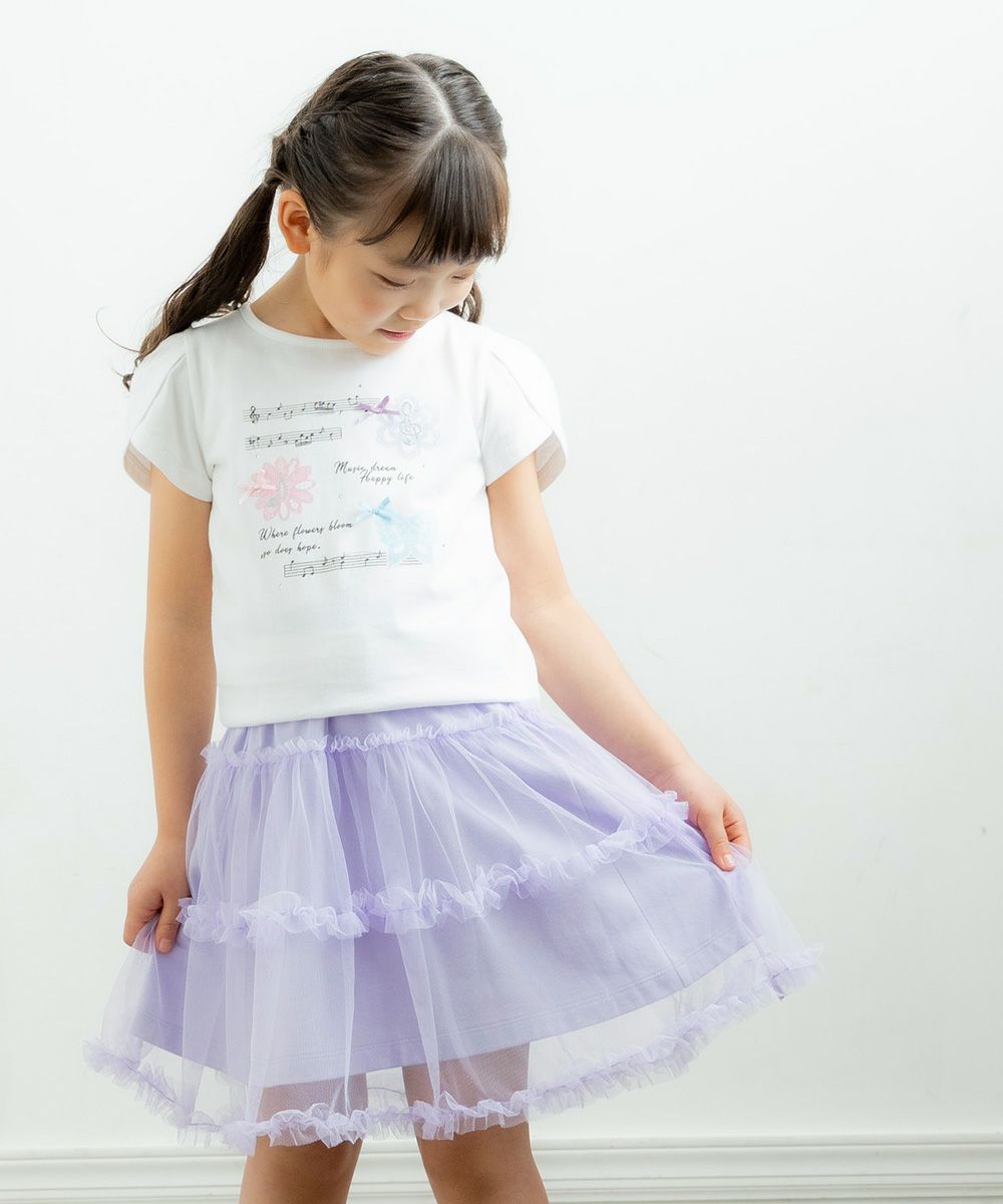 100 % cotton butterfly and flower print T-shirt Off White model image up