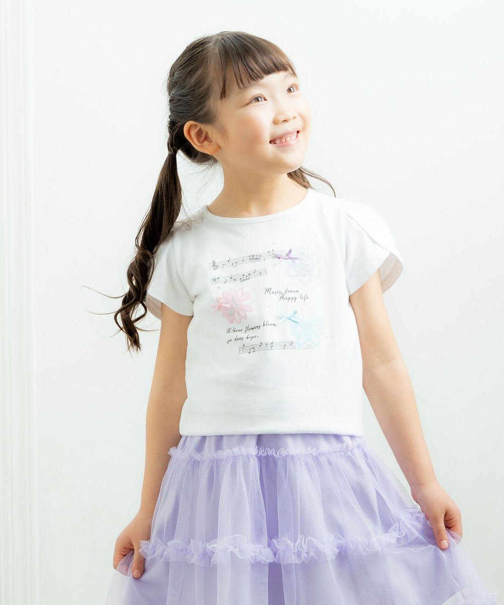 100 % cotton butterfly and flower print T-shirt Off White model image 1