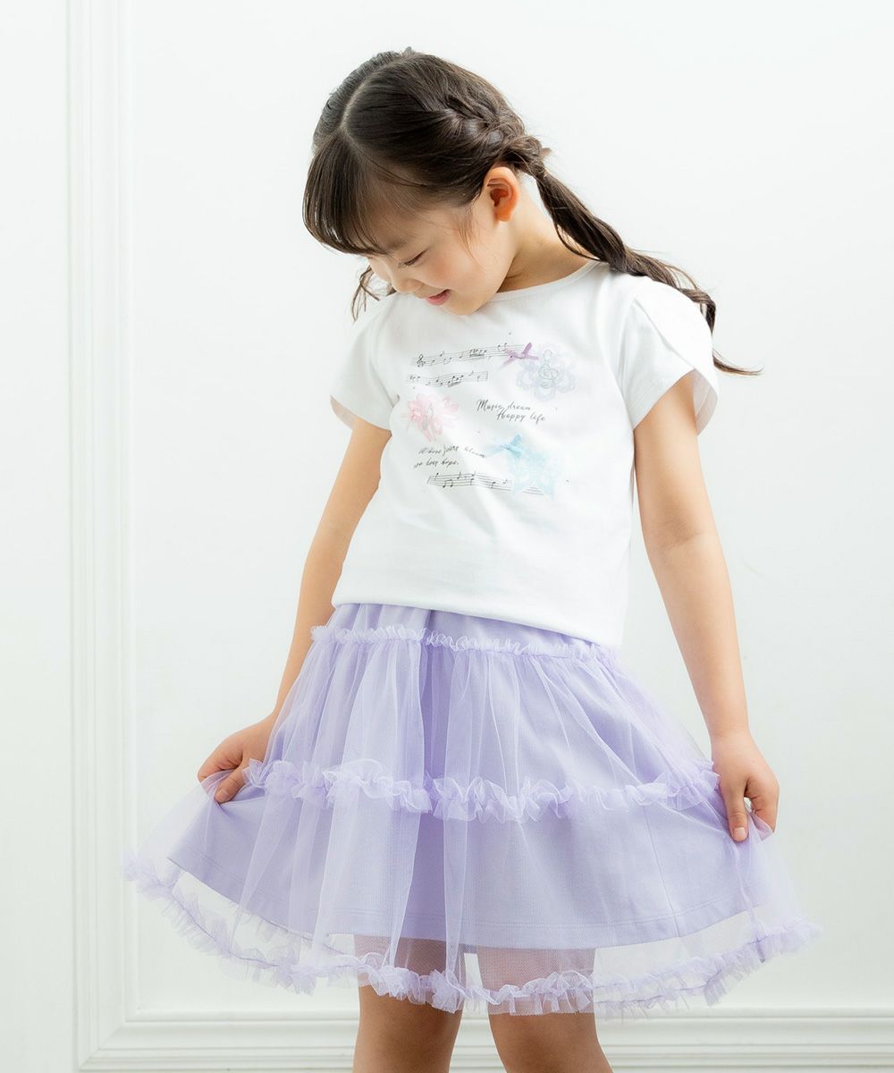 100 % cotton butterfly and flower print T-shirt Off White model image 2