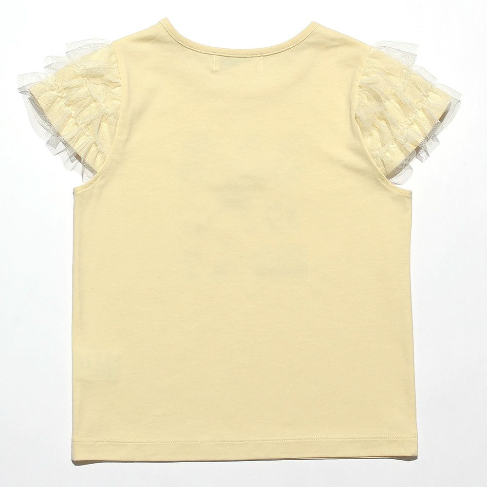 T -shirt with flower print & ribbon Yellow back