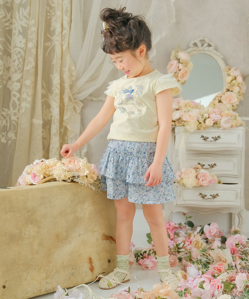 T -shirt with flower print & ribbon Yellow model image 4