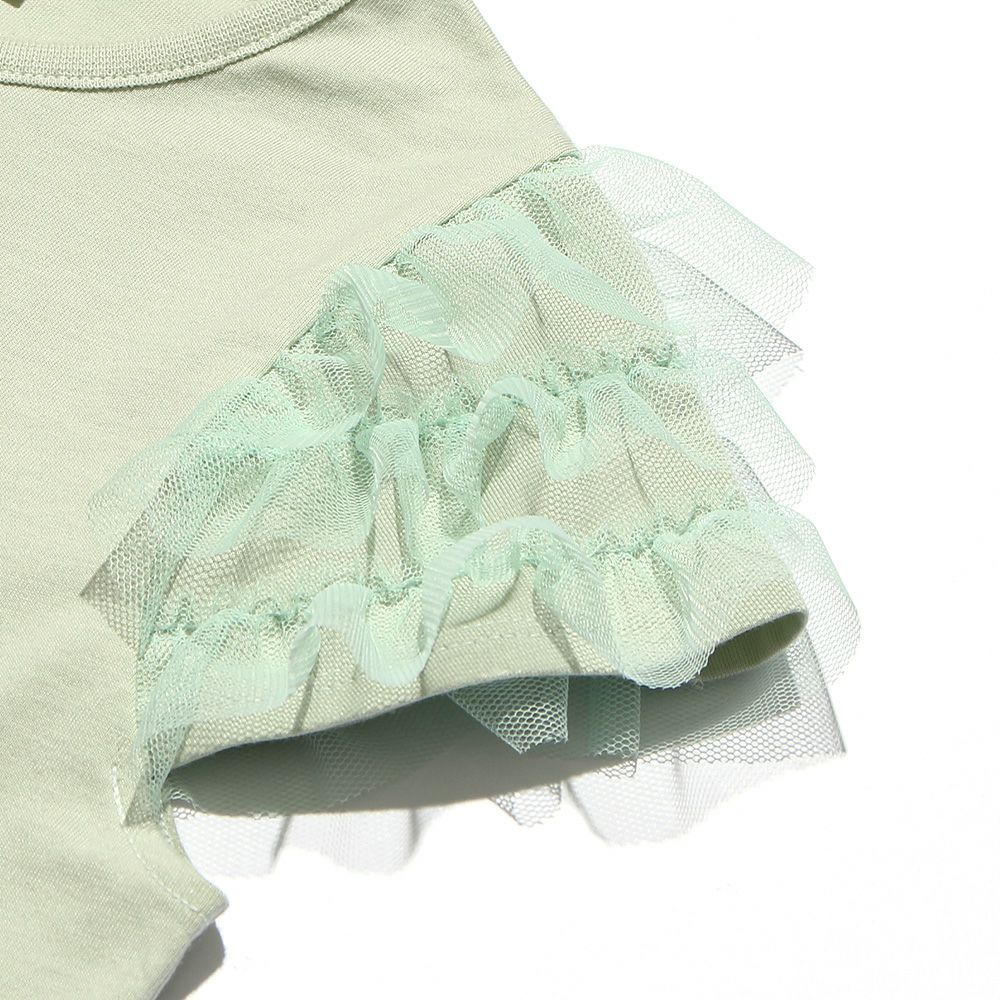 T -shirt with flower print & ribbon Green Design point 2
