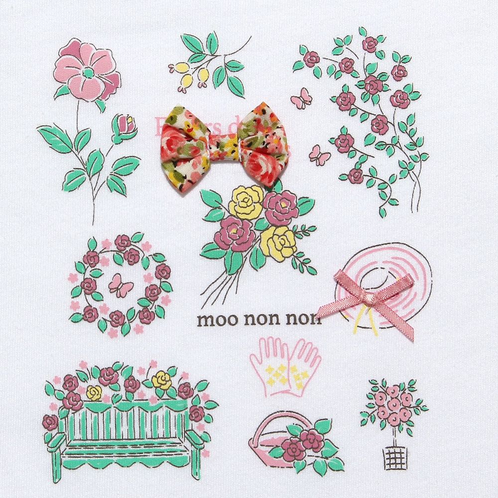 T -shirt with flower print & ribbon Off White Design point 1