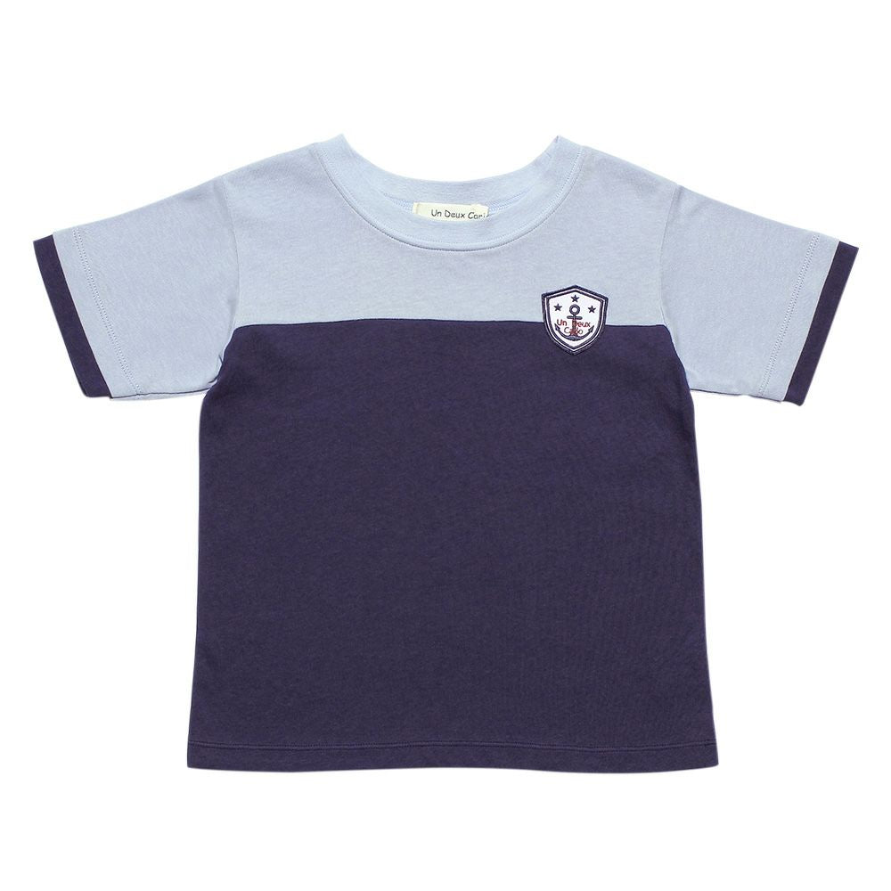 100 % cotton T -shirt with anchor patch Navy front