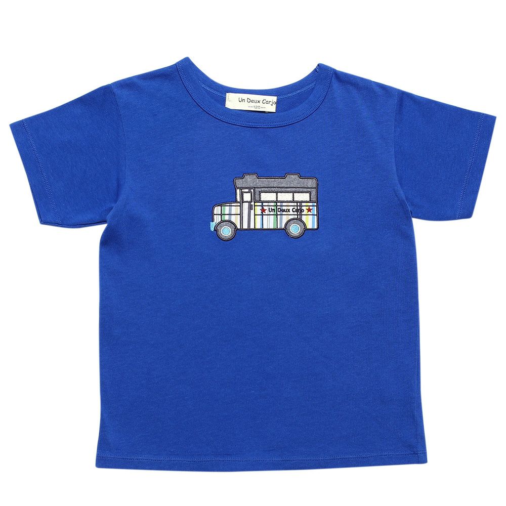 100 % cotton car embroidery T -shirt Blue front
